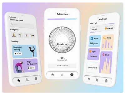Fitness App app design energy fitness health healthy icon lifestyle mobile mvp sport sports app startup strength training ui uiux ux wellness yoga app