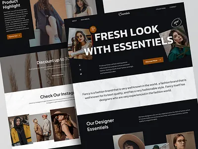 Essentiels - Web Fashion Landing Page clothes clothing design fashion fashion store landing page online shop outfit streetwear style stylish ui uidesign uiux ux web website fashion websitedesign websites women