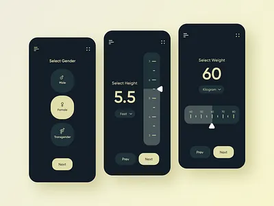 BMI Calculator concept design age app design bmi bmi calculator body design flat design gender health height illustration kit mobile ui uiux uiuxdesign weight