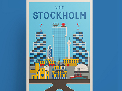 Stockholm travel poster adobe illustrator artwork illustration online shop poster poster design stockholm sweden travel poster vector art vector illustration