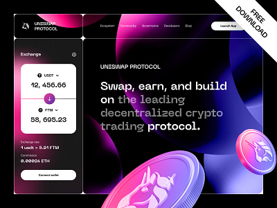 Uniswap Crypto redesign bitcoin blockchain crypto crypto app crypto currency defi fintech fintechapp forex free free download trading web 3.0 website design