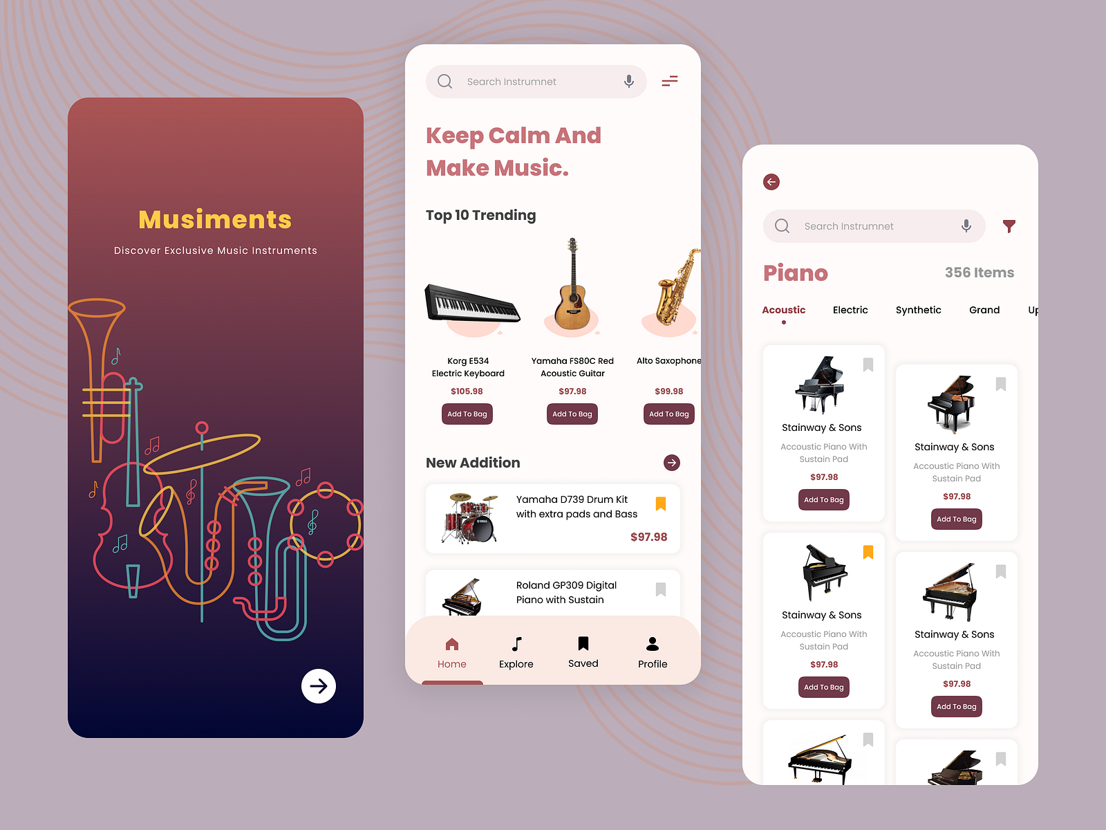 Musical Instruments Store App by SolGuruz on Dribbble