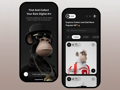 NFT Marketplace Mobile App app design blockchain crypto crypto wallet decentralized market digital assets digital collectibles mobile platform nft explorer nft marketplace smart contracts tokenized trading ui design ui innovation user experience ux design ux ui virtual collectibles web3 design