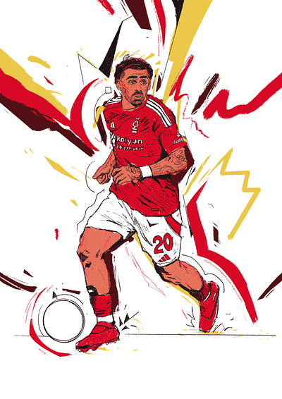 Silva Jota - NFFC character fa cup football illustrated football illustration footballer illustration illustrator jota matchday nffc nottingham forest people portrait portrait illustration procreate soccer illustrated soccer illustration supporting team