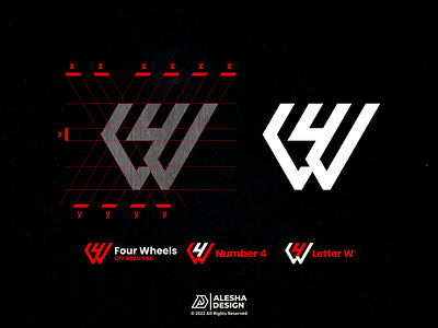 4W for Four Wheels Logo Design 4w 4x4 adventure automobile car design drive four four wheels initials logo mountain mud race road sport transport vehicle w wheel