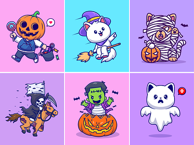 Halloween is Coming👻🎃🧹 animals candy cat character food frankenstein ghost halloween horror horse icon illustration logo magic monster mummy pumpkin scary spooky sword