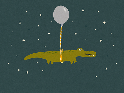 Fright-Fall 07 // UFO alligator balloon crocodile float frightfall halloween illustration procreate ufo vectober vector