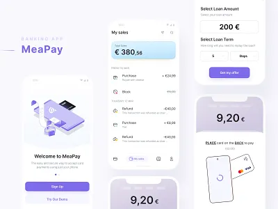 MeaPay app app banking product design ui ux