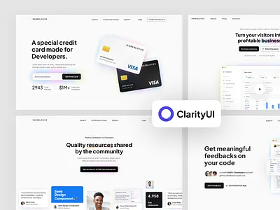 ClarityUI - SaaS Website UI Kit blocks clean design flat hero area hero section homepage interface landing page minimal saas software startup tailwind tailwindcss template theme ui ui kit website