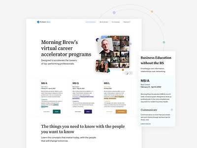 Morning Brew Accelerator Website agency business classes clean design cohort courses courses education illustrations learning mba morning brew online education online learning ui design uiux ux design uxui web design webdesign