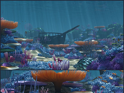 Cartoon Underwater VR/AR Lowpoly 3D