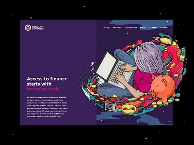 AC Concept branding colourful company data design finance financialservices fun illustration purple services style tech technology ui website websitedesign