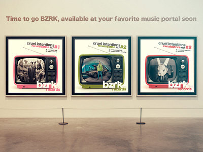 Cruel Intention's Renaissance EP Trilogy, BZRK records 12 album albumart albumsleeve artwork branding bzrk coverart design digital release edm electronicmusic hardcore museum music photography photoshop rave vinylcovers vinylsleeve