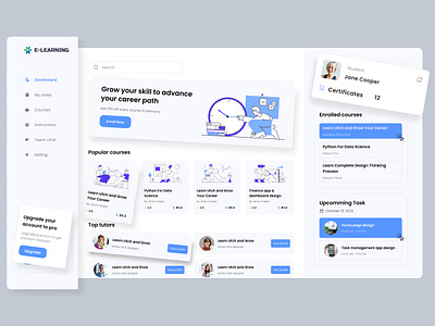 E-Learning Dashboard clean course design edtech education graphic design illustration minimal online learning teamuininja ui uiux