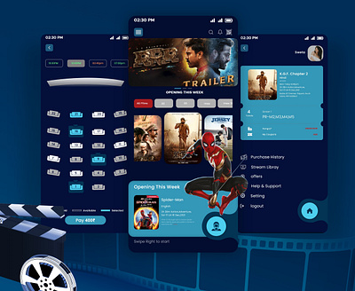 Movie Booking App UI androidappsolutions graphic design illustration movie moviebookingapp ui ui creativeui ux vector