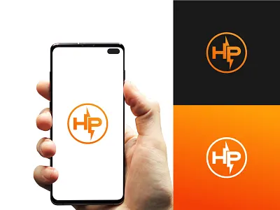 HP letter with Flash Logo Design battery branding design electrical flash graphic graphic design hp initial letter lightning logo logo hp power