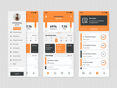 College Application attendance college course education learning management system mobile app online class online education online management student study app teacher ui uiux ums university