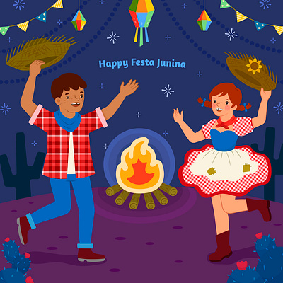 Happy Festa Junina adobe illustrator brazil fest farmers festa junina festival in brazil vector illustration