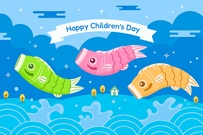 Children's Day adobe illustrator childrens day japan holiday kodomo no hi koinobori national holiday vector illustration