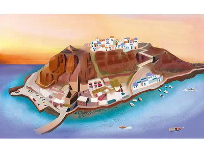 Islands： Santorini Greece book bookillustration branding building design digitalart dreamisland graphics greece holiday illustration islands lifestyle romantic santorini travelaroundworld ui