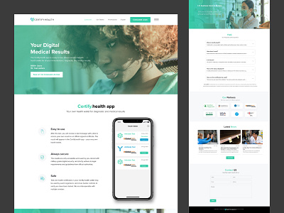 Certify Health certificate corona covid test covid19 design laboratory test ui ux vaccination web