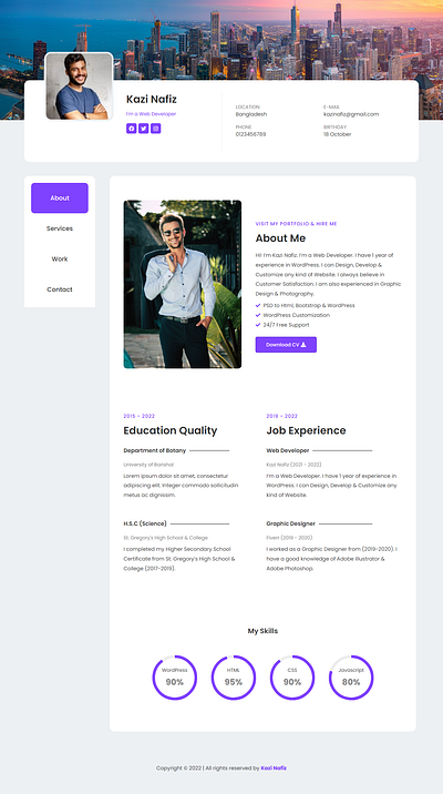Kazi Nafiz | Portfolio Website branding css design html illustration javascript logo ui ux vector
