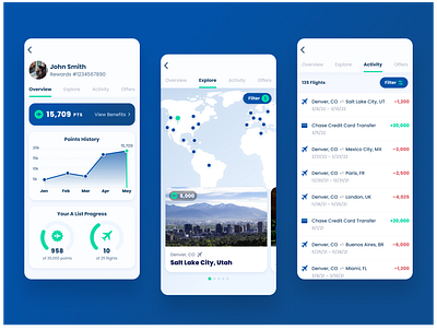 Airline Mobile App air travel android design ios mobile design rewards programs ui ux