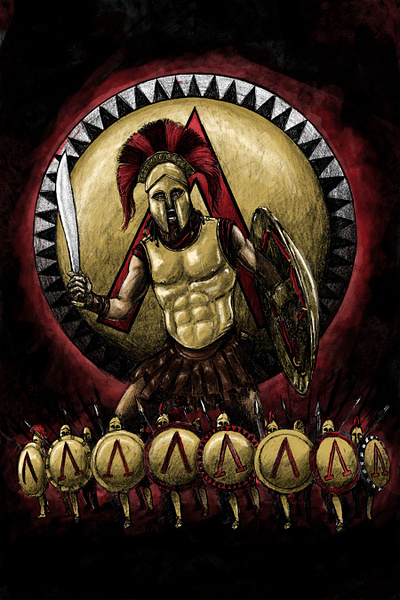 Spartan digital greece greek hoplite illustration paint pencil sketch sparta spartan