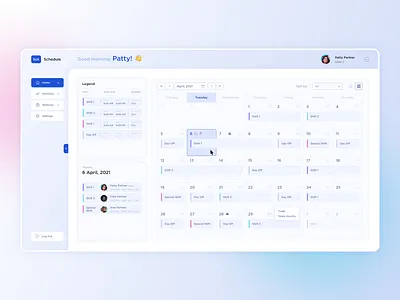 Schedule web app agenda app blue calendar design illustration light schedule soft typography ui ux