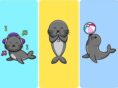 Cute Seals illustration logo mascot