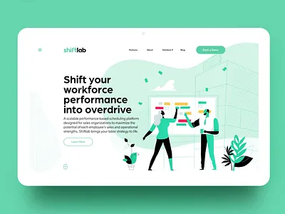 Shiftlab SaaS Website animation brand branding custom green illustration logo parallax saas shift shiftlab ui ux vector video web web design website