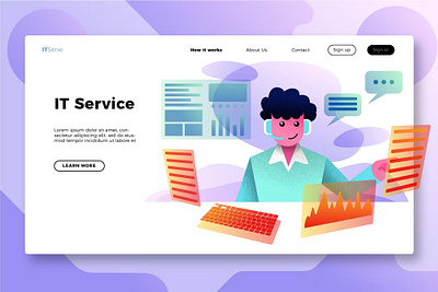 IT Services - Banner & Landing Page 3d app branding design graphic design icon illustration it it services landing landing page process ui ui design ux ux design vector files walkthrough web development website