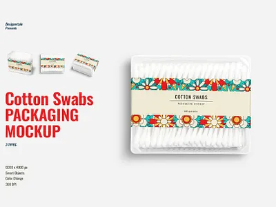 Cotton Swabs Pack Branding Mockup template