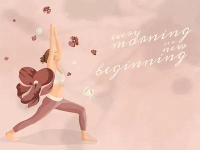 Healthy Yoga Life | Pink Motivational Background Banner aesthetic aesthetic background aesthetic wallpaper design digital art editable exercise illustration feminine style graphic design illustration influencer motivational pastel pink poster presentation template quote vector web banner template yoga