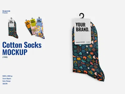 Set Of Casual Cotton Socks Mockup template