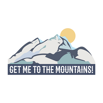 Mountains are Calling, winter edition design doodle illustration mountain sticker vector