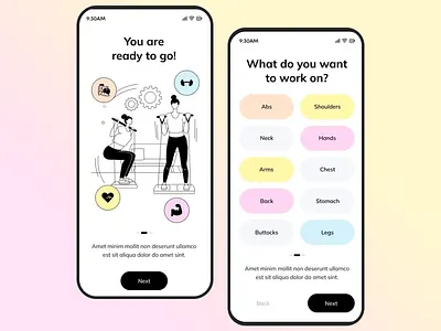 Fitness Guide Mobile App Design app design cardio training daily workout exercise guide fitness app fitness tracker gym app health tracker healthy lifestyle mobile app mobile ui modern ui personal trainer sports app ui design ui inspiration user experience ux design ux ui workout plan