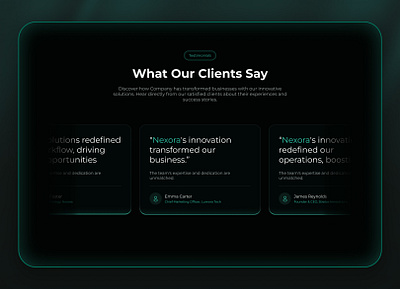 Testimonial UI Design blockchain crypto green modern neon testimonial web3