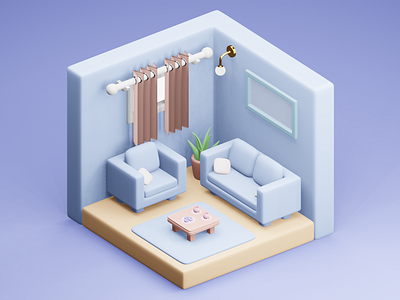 Living Room 3d branding design illustration interface living room render ui ui deisgn uiux ux ux design