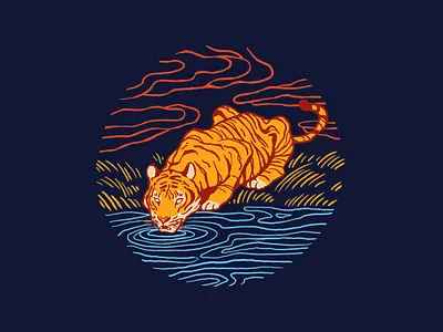 Tiger drinking animal design korea merch shirt tiger