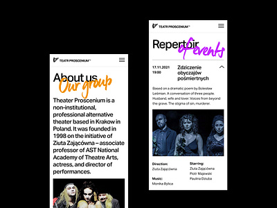 Theater Proscenium web design art branding design graphic design handwriting handwritten font mobile mobile design theater theatre typography ui web