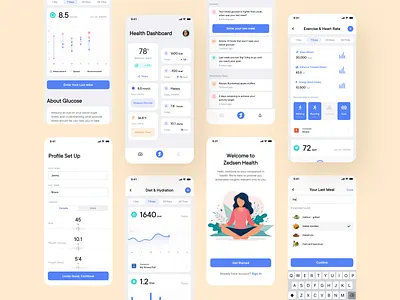 Zedsen - Health Monitor app application b2c blood dashboard data glucose graphs health health app healthcare healthcare app ios lifestyle medical medtech mobile product product design ui wellbeing