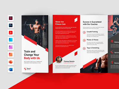 Brochure – Fitness Gym Center Tri-Fold brochure brochure design brochure download brochure indesign brochure photoshop brochure template brochure tri fold business fitness gym lifestyle ms word template muscle personal photoshop template powerpoint template print template services training workout