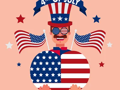 4th Of July 4th background card design flag greeting independence day july poster vector