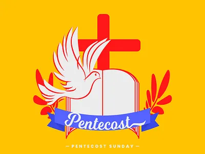 Pentecost Sunday card celebration design greeting poster vector