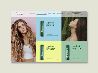 ORISING. COSMETICS BRAND. HAIR. E-COMMERCE bright cosmetics design e commerce figma graphic design green ui uiux design web design yellow