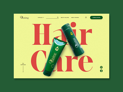 ORISING. COSMETICS BRAND. HAIR. E-COMMERCE bright cosmetics design e commerce figma graphic design green ui uiux design web design yellow