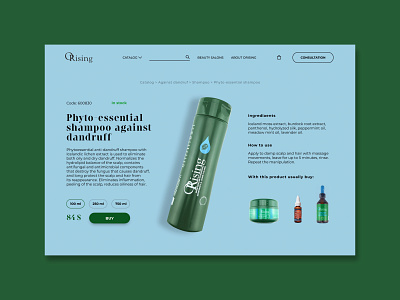 ORISING. COSMETICS BRAND. HAIR. E-COMMERCE blue bright cosmetics design e commerce figma graphic design green ui uiux design web design