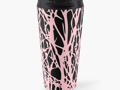Bubblegum Pink Travel Mug black bubblegum design mug pattern pink seamless styled travel web