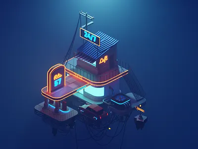 Cloud Station 3d 3dillustration graphic design illustration lowpoly